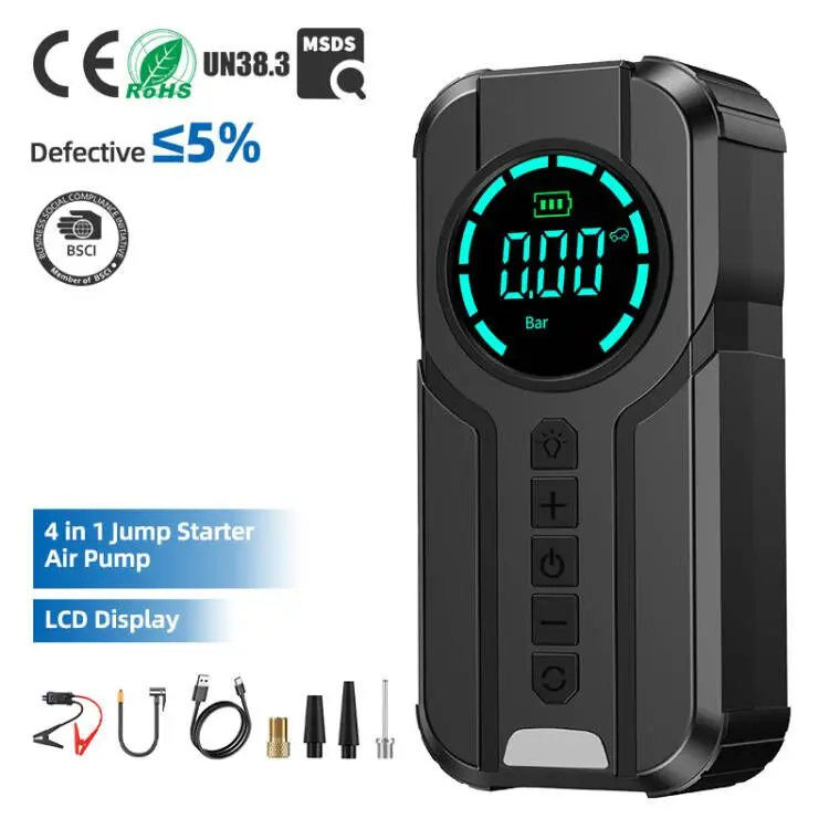 

45W 2000A Air Pump Jump Starter Booster 16000mah Power Bank Lithium Battery 4 in 1 Car Jump Starter