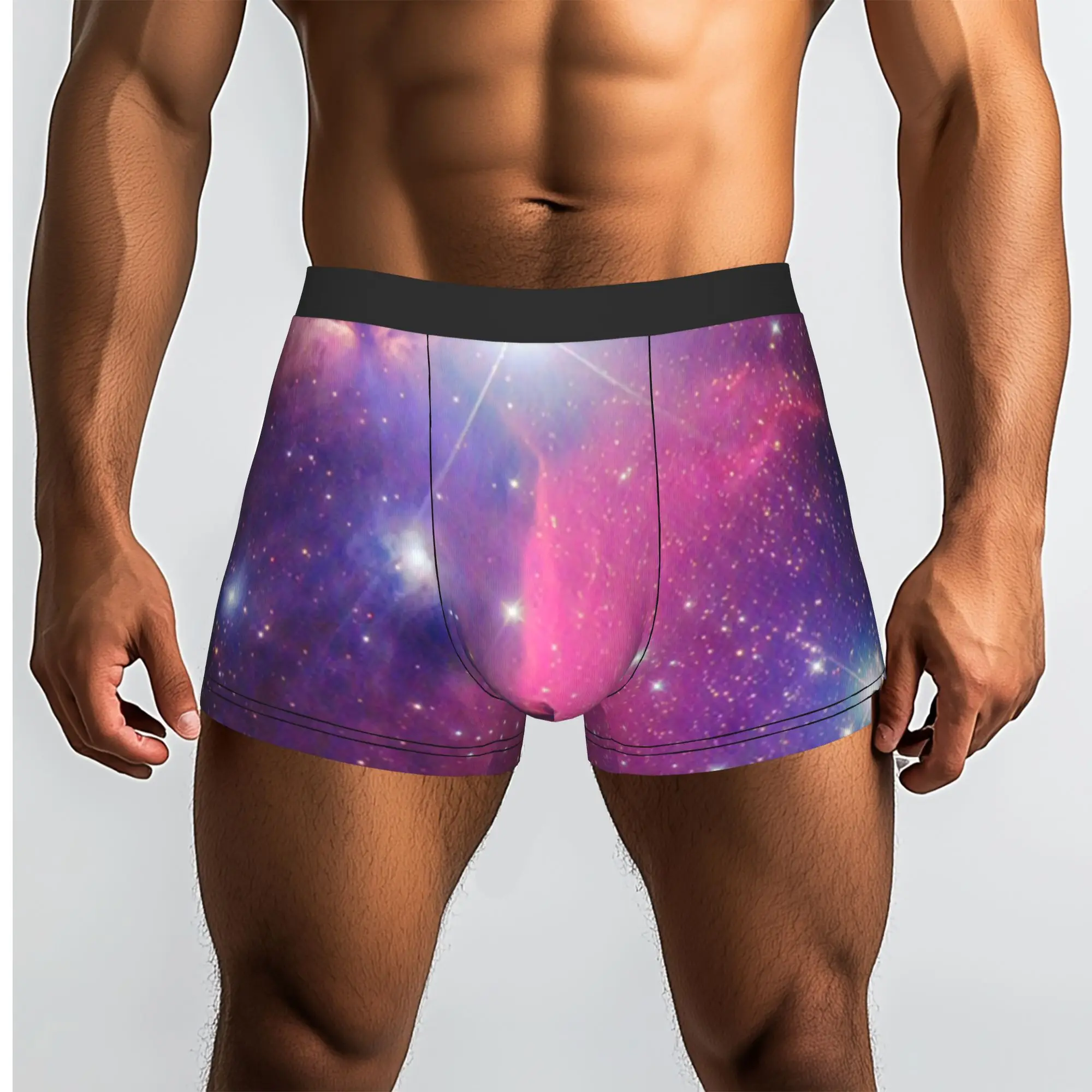 Customized Purple Galaxy Boxer Shorts For Men 3D Print  Underwear Panties Briefs Soft Underpants