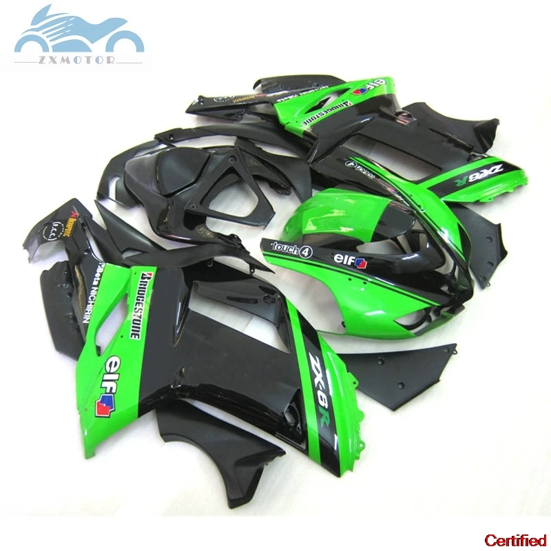 

Настраиваемый комплект обтекателей для Kawasaki Ninja ZX 6R 2007 2008, комплекты пластиковых обтекателей ZX6R ZX636 07 08, зеленый, черный, запасные части для кузова
