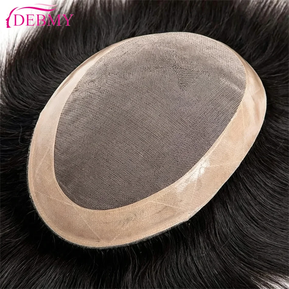 Men Hair Toupee Mono NPU Human Hair Wig Indian Hair System Straight Wave Hairpiece Men's Capillary Prothesis Natural Hairline