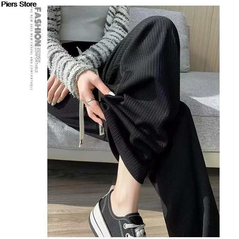 

New Fashion Women 2023 Summer Wide Leg Pants Casual High Waist Long Trousers Female Pleated Solid Color Pants Streetwear New