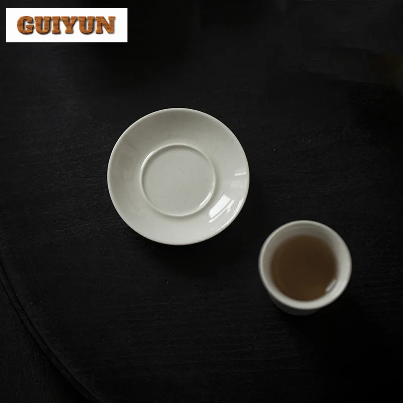 20ml Plant Ash Master Cup Set Zen Ceramic Tea-calix Small Tasting Mug With Coaster Luxury Tea Cup Cafes Gift Kung Fu Teaware