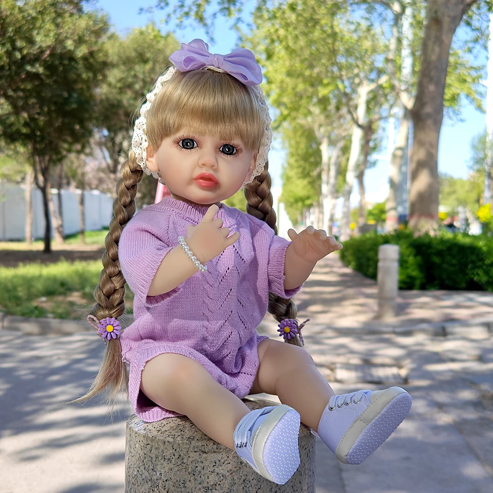 22 นิ้ว 55 ซม.สําเร็จรูป Reborn ตุ๊กตาสาวไวนิลตุ๊กตาจําลองเด็กแต่งตัวของเล่นวันเกิดคริสต์มาสของขวัญ