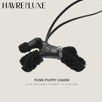 Puppy Leather Bag Charm Handmade Cowhide lamb wool budy punk pendant car charms bag accessories