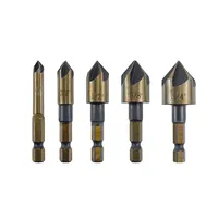 5Pcs M35 Cobalt Countersink Drill Bit Set 82 Degree 5 Flute Hex Shank Metal Chamfering Countersink Drill Power Tools Drill Bits