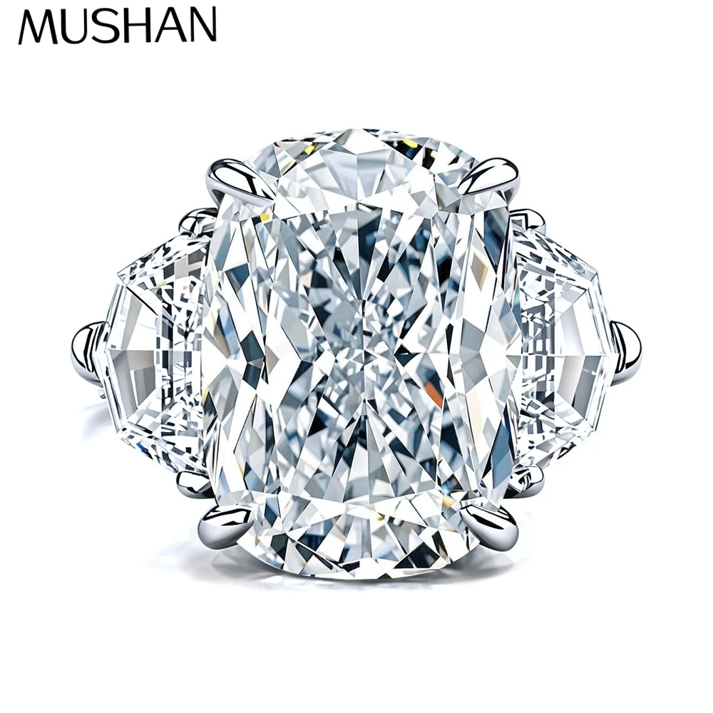 

MuShan Brand Jewelry 925 Sterling Silver Ring VVS Moissanite Date Night Ring for Friend 18K Gold Plated MST Patent Jewellery
