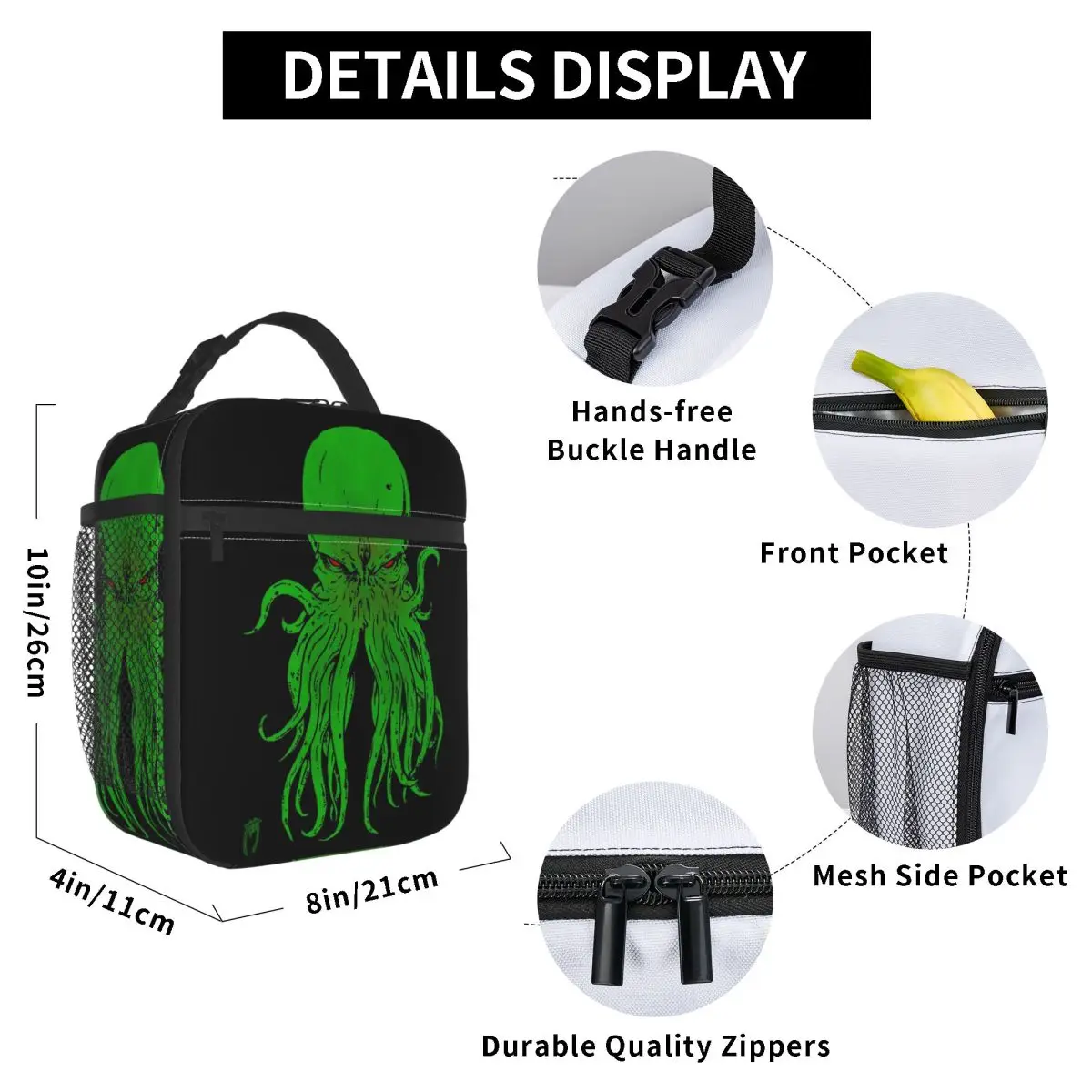 Cthulhu Octopus Sea Monster Vintage Insulated Lunch Bag Kids School Cooler Thermal Food Box Tote Leakproof Lunch Boxes Container