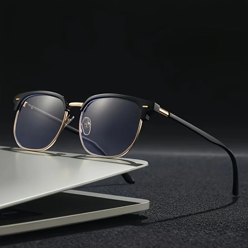 Schlichte und Stilvolle Metall-Quadratrahmen Anti-Blaulicht-Brille für Damen und Herren Geeignet für Computer- und Fernsehgebrauch sowie zum Lesen