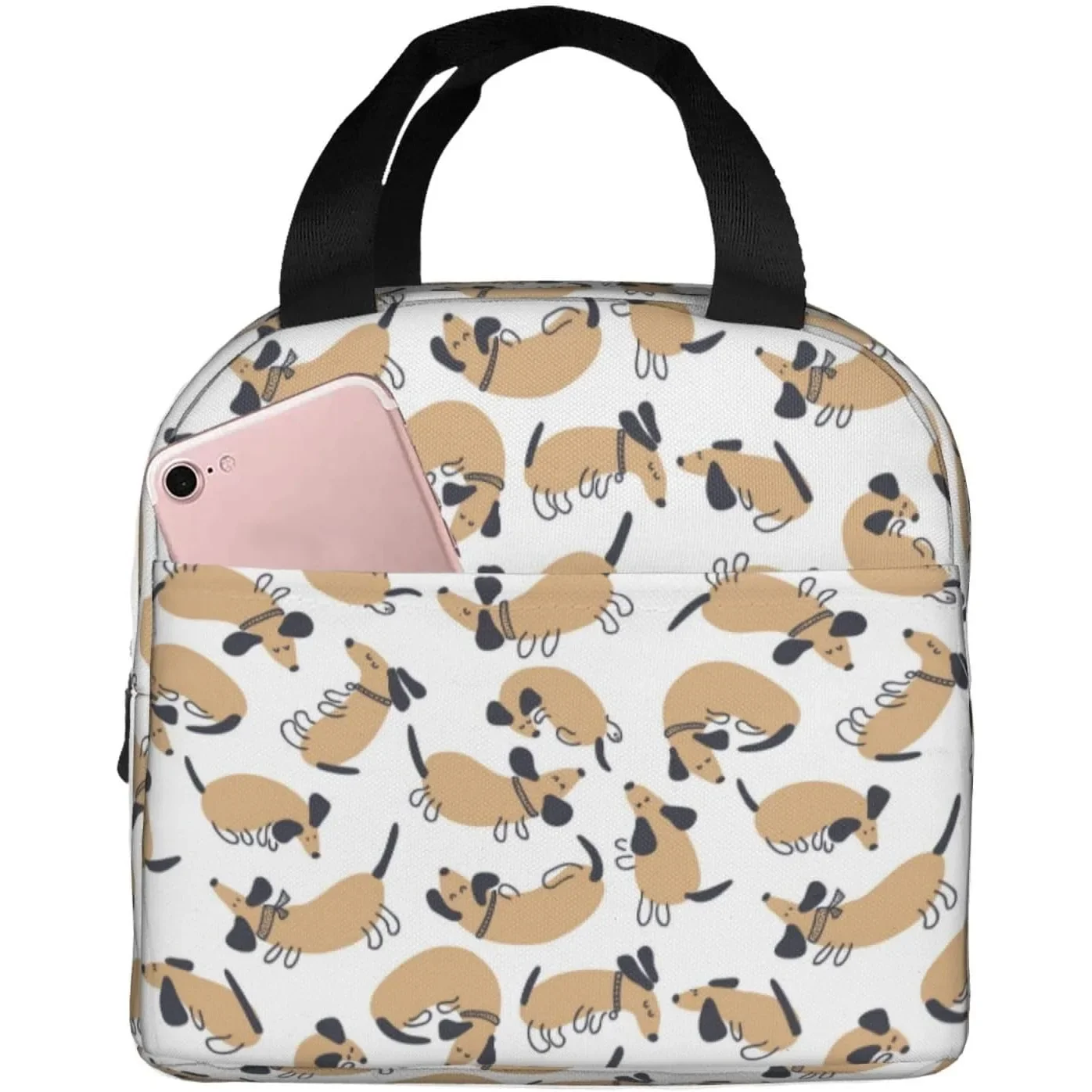 Insulated Lunch Bags for Men Women Work Dachshund Dog Puppy Interesting Small Adult Lunch Box for Men Women