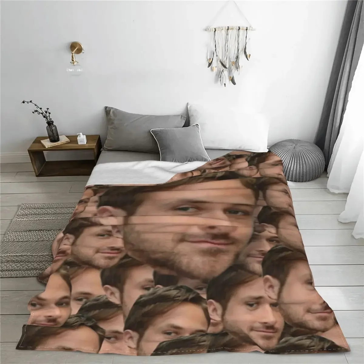 Ryan Gosling Head Collage Blanket Fleece Printed Multifunction Warm Throw Blanket for Home Car Bedspread