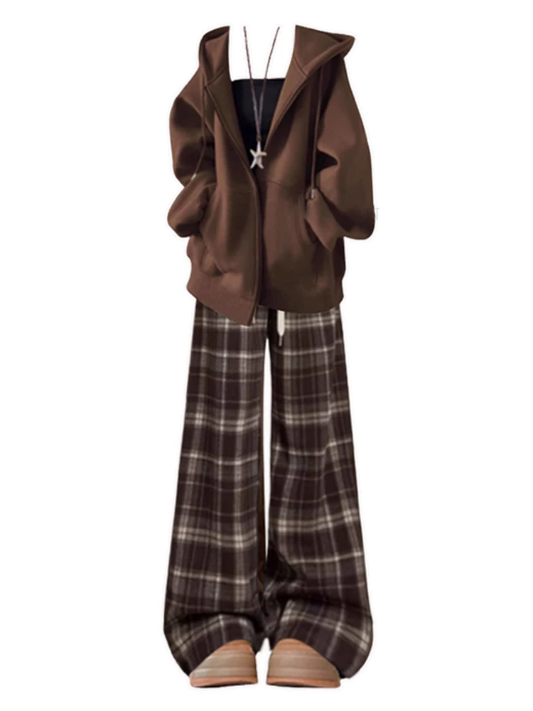 가을 겨울 커피색 레이지 슬레 여성 풀세트 롱 후드티 캐주얼 팬츠 패션 세트