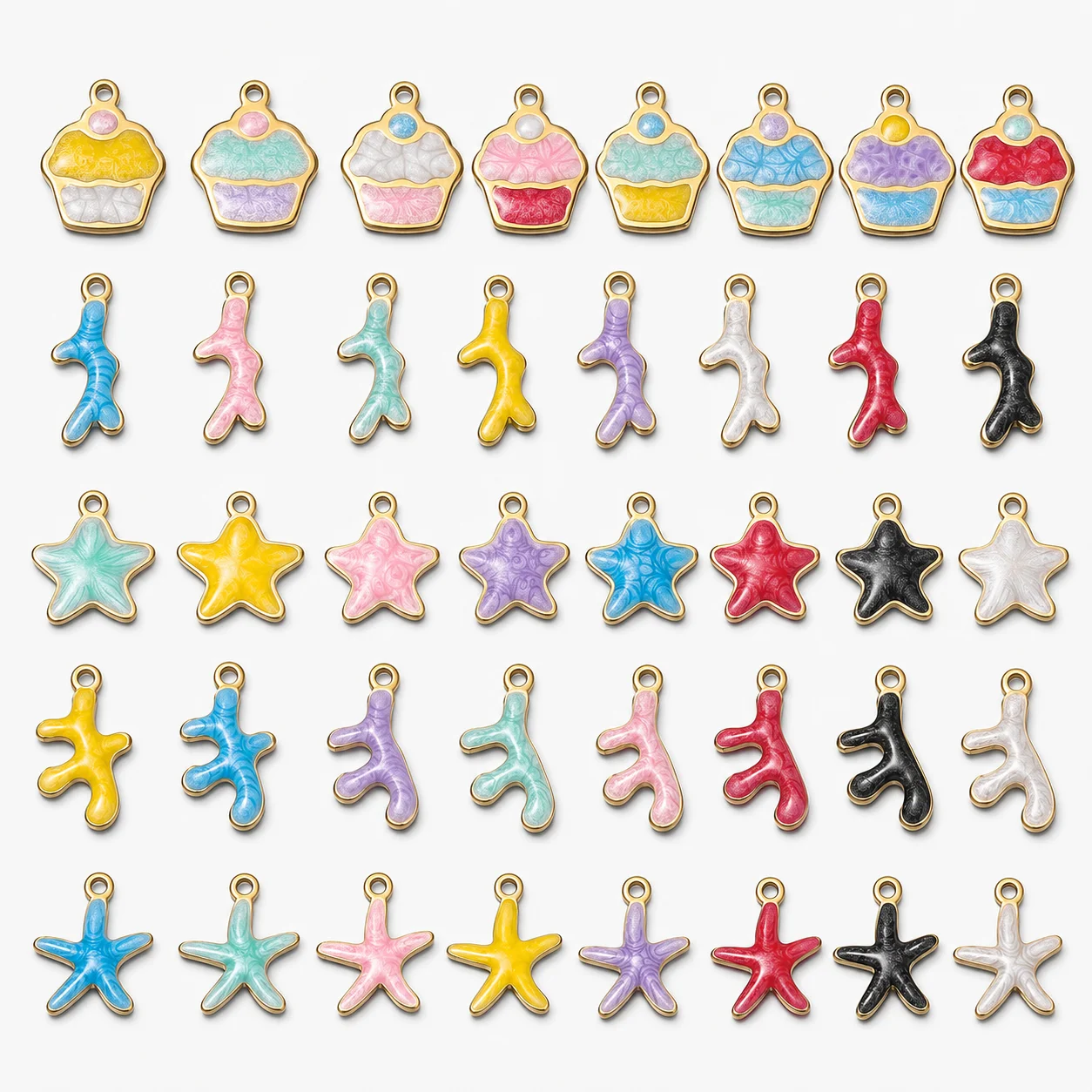 10Pcs Multi Style Multi Color Stainless Steel Furnace Gold Ocean Charms For DIY Bracelet Necklace Handmade Jewelry Accessories