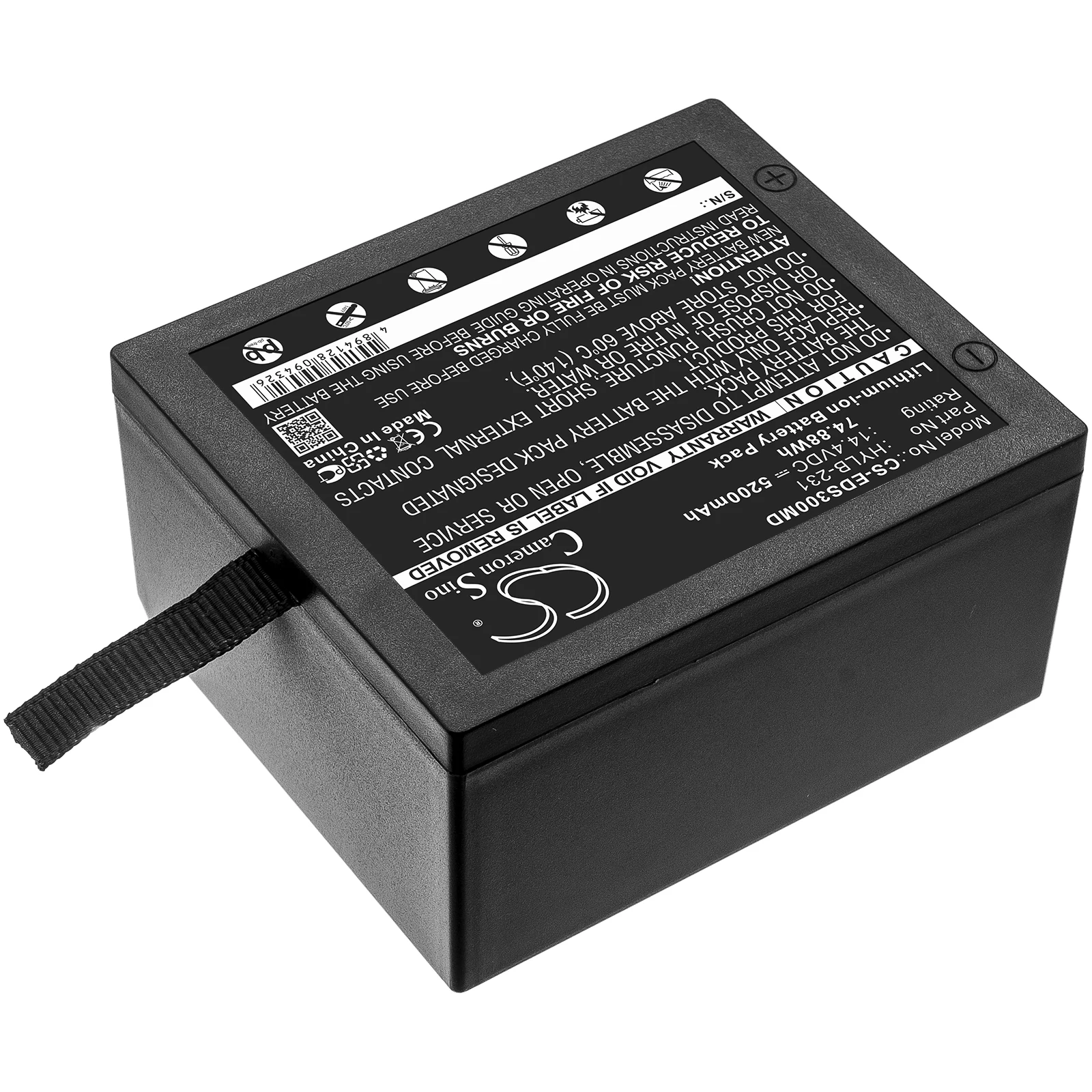 Imagem -02 - Cameronsino-bateria de Substituição para Edan Se3 Se3 Edan Hylb231 5200mah 74.88wh 14.40v Li-ion Preto