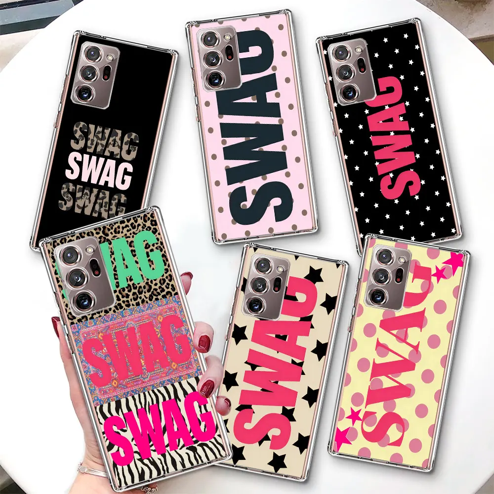 Transparent Case for Samsung Galaxy Note 10 Plus 20 Ultra TPU Shockproof Phone Cover Retro SWAG Y2k M33 M02 M11 M12 M22 F12