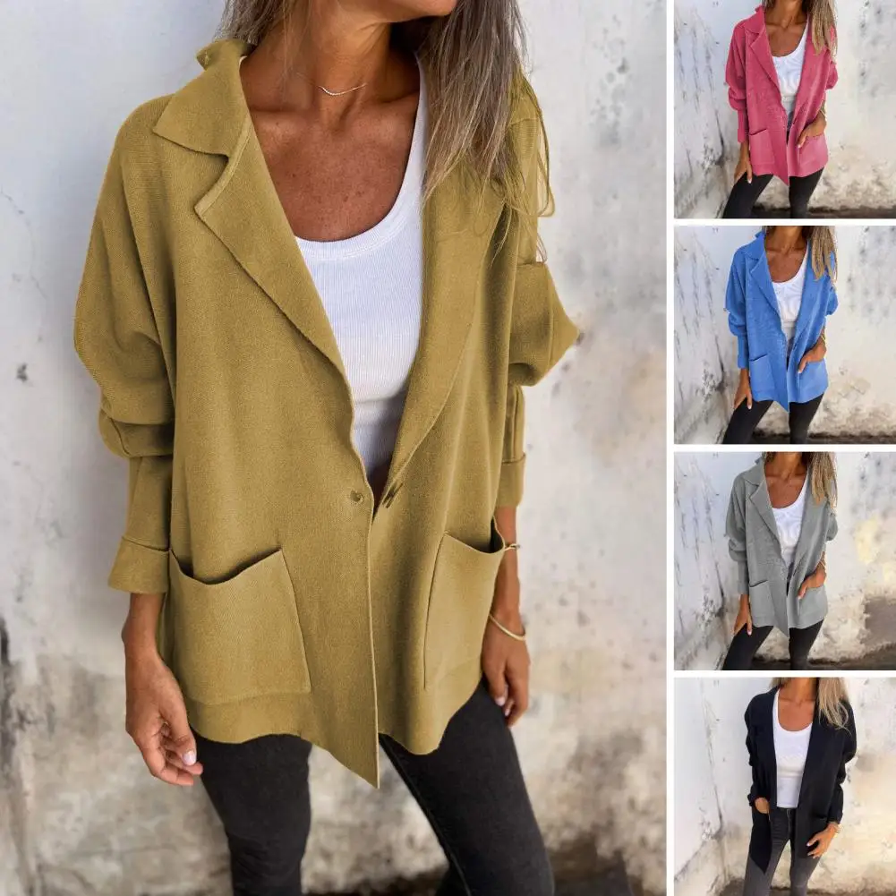 

Korean Fashion Jackets Tops Women Casual O-neck Single Breasted Spring Fall Elegant Long Sleeve Blusas New Coat with Pocket Top
