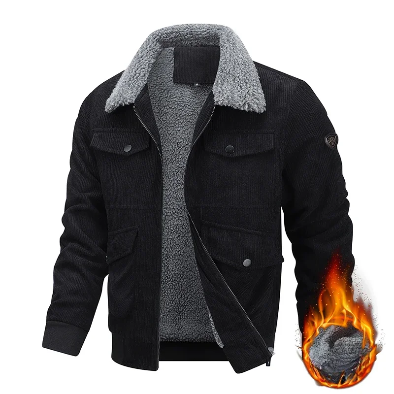 Chaqueta de trabajo para hombre, abrigo de herramientas portátil con múltiples bolsillos, a prueba de viento, resistente al desgaste, forrada de lana de cordero, talla grande M-8xl, 2024