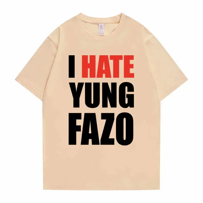 I Hate Yong Fazo T-shirts Men\'s Y2k Funny Meme Underground Rap Opium Summrs Kankan Tshirt Men Women Hip Hop Oversized T-shirt