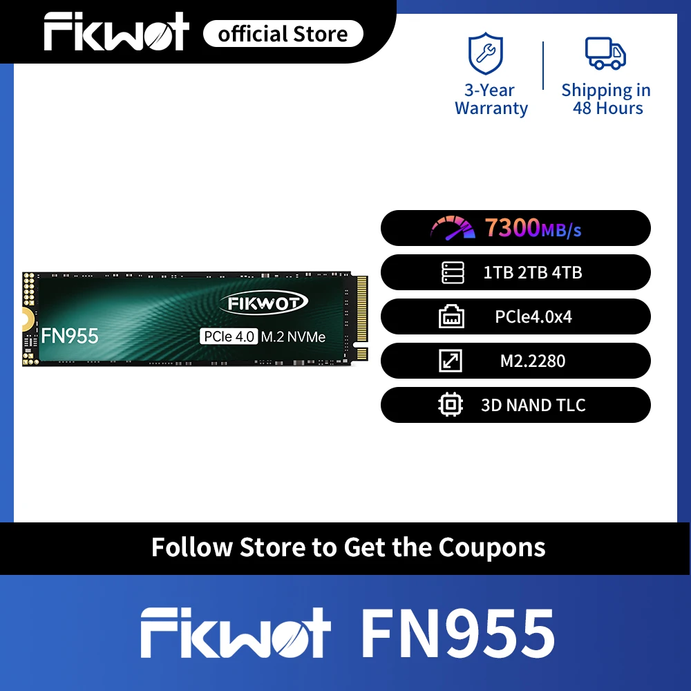 

Fikwot FN955 M.2 SSD 7350MB/s 1TB 2TB 4TB PCIe4.0x4 NVMe1.4 M.2 2280 SSD Disk Internal Solid State Drive for PS5 Desktop Laptop