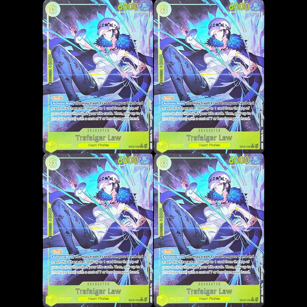 4PCS One Piece English OPCG Trafalgar Law EB03-062 Character Rare Foil Texture Proxy Game Cards Collection Toy Gitf high quality