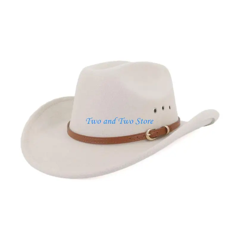 

HX6F Vintage Wide Brim Cowboy Hat Universal Halloween Praty Roleplay Suit Stage Props