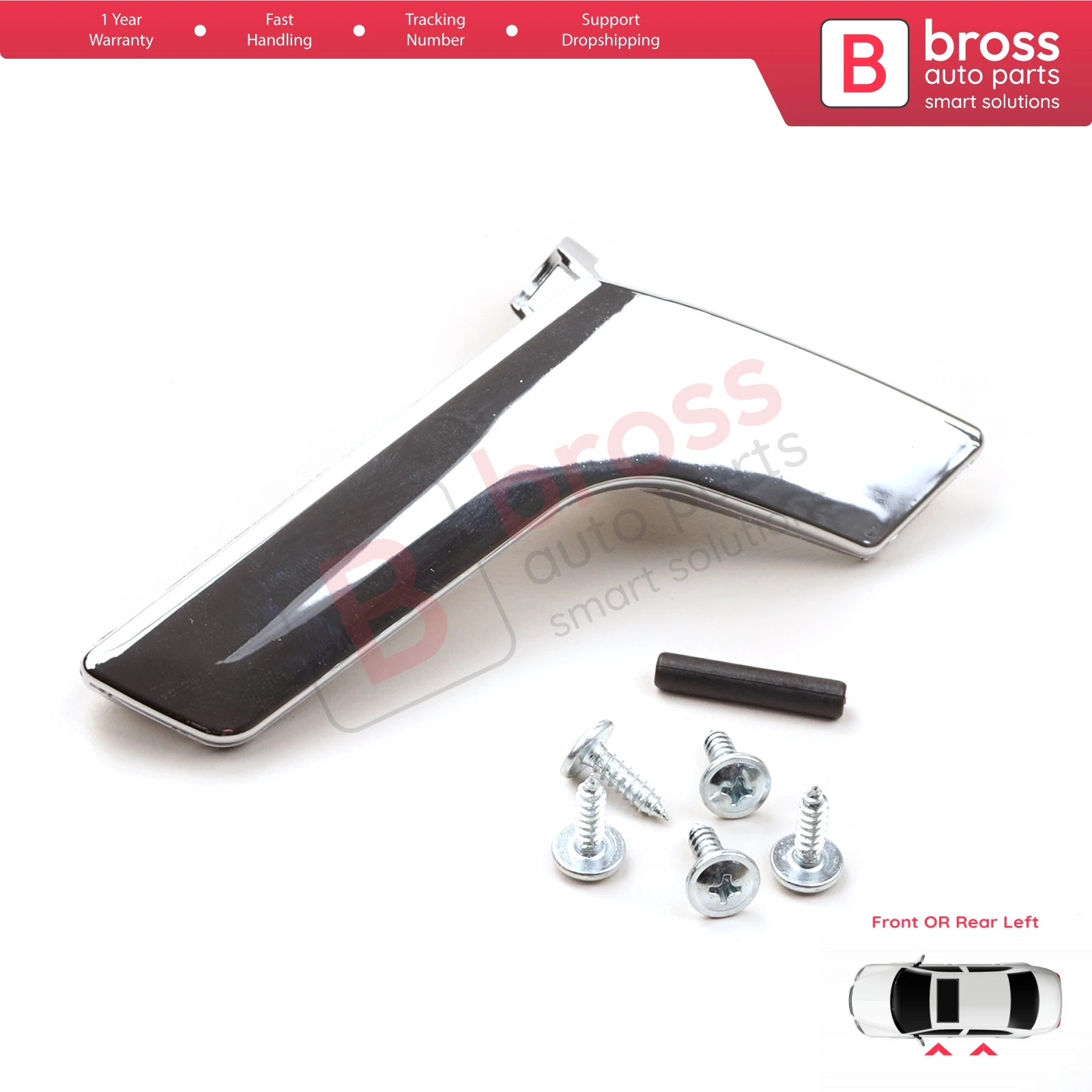 Bross Auto Parts BDP971 1 Piece Interior Door Handle BRIGHT Chrome Plated Front OR Rear Left Side for Mercedes W204