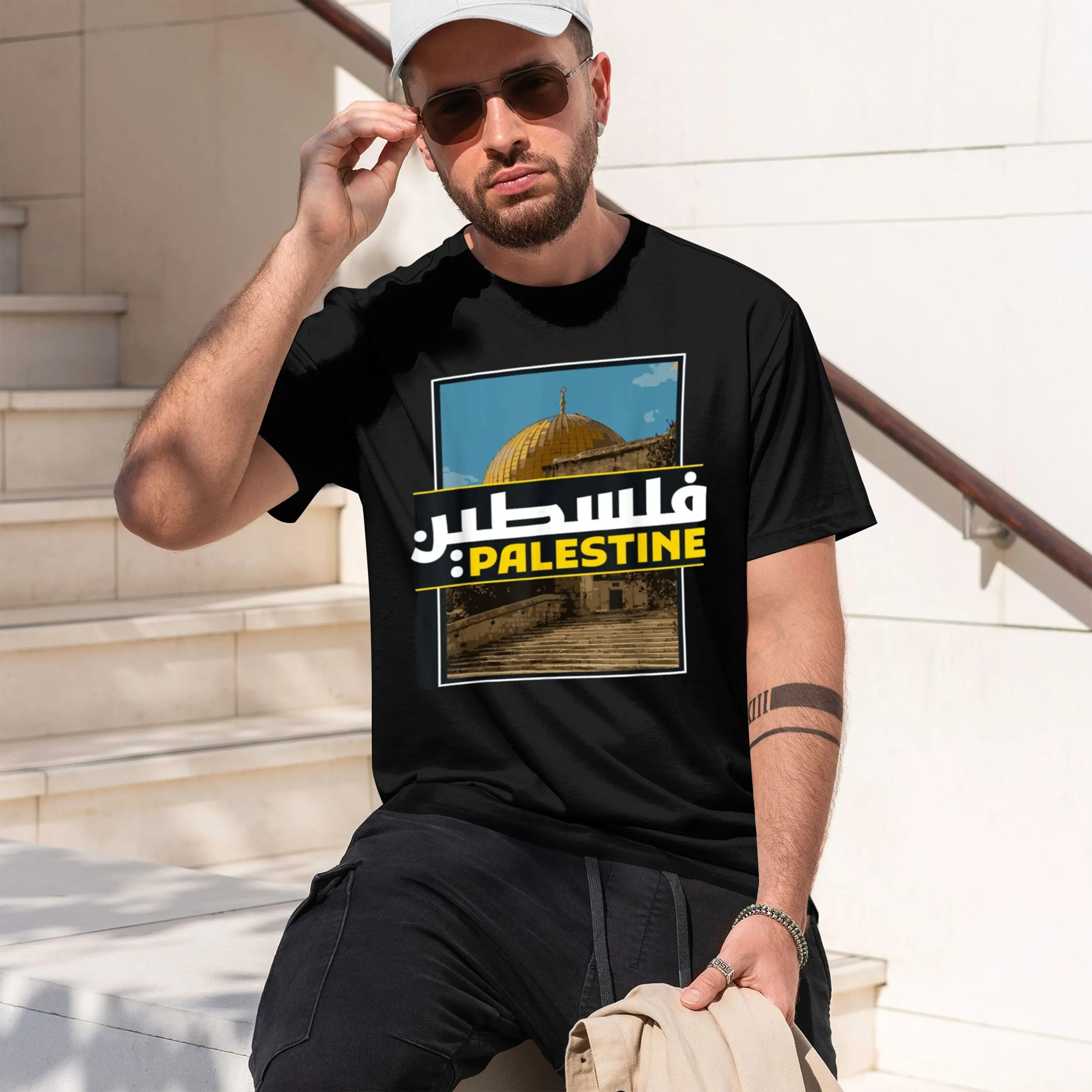 New Arrival Free Arab Calligrhy Al Aqsa Mosque Men Print High Quty Crewne Simple All- Style Adult T-Shirt 2026 New Model Men’s S