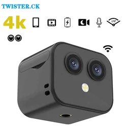 Mini WiFi IP Camera D3 HD 4K Wireless Security Surveillance Dual Cam Night Vision for Smart Home Sports Monitor Built-in Battery