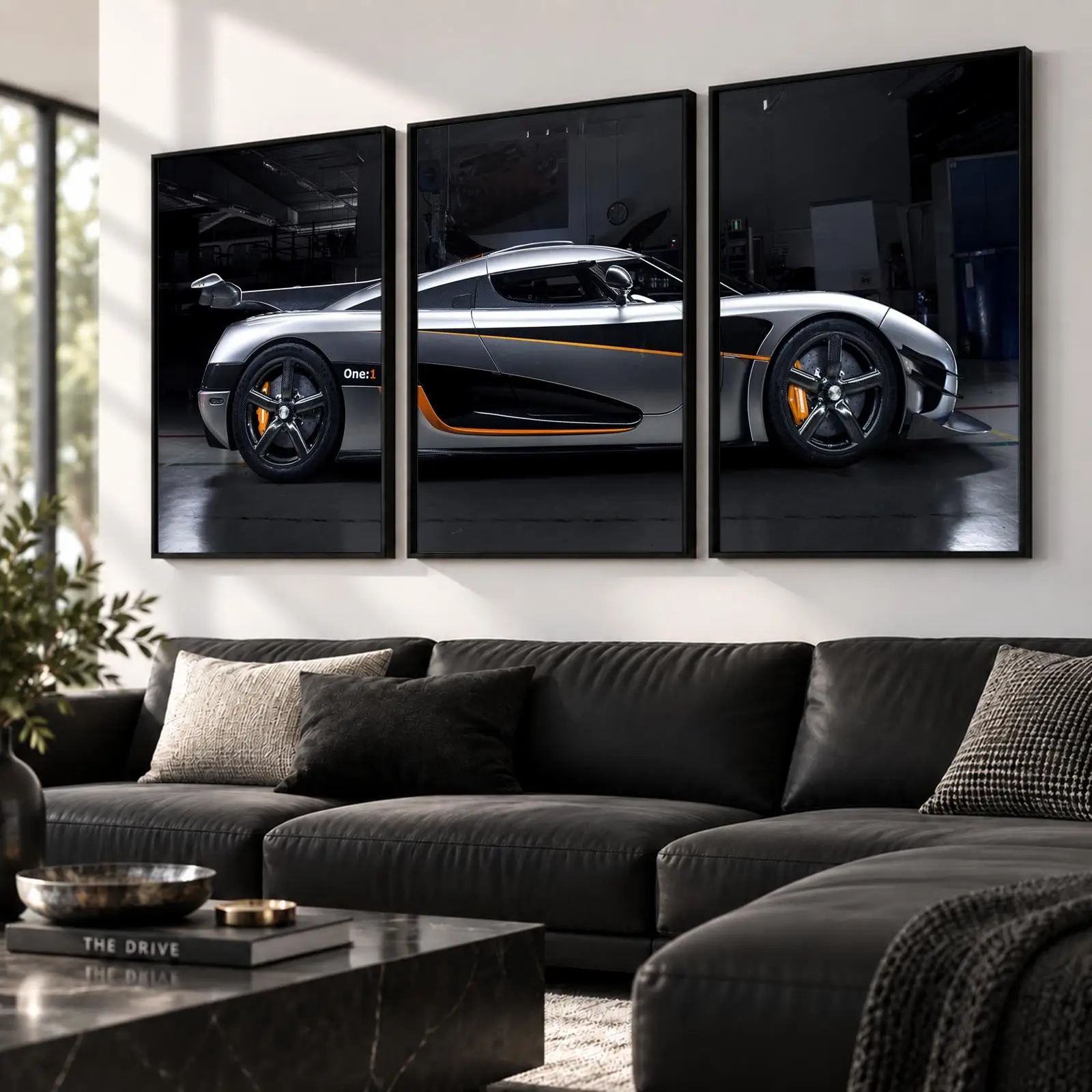 3pc Two Tone Hypercar Painting Calligraphy Canvas Poster Set Wall Art Prints for Bedroom Living Room Home Decor Gift