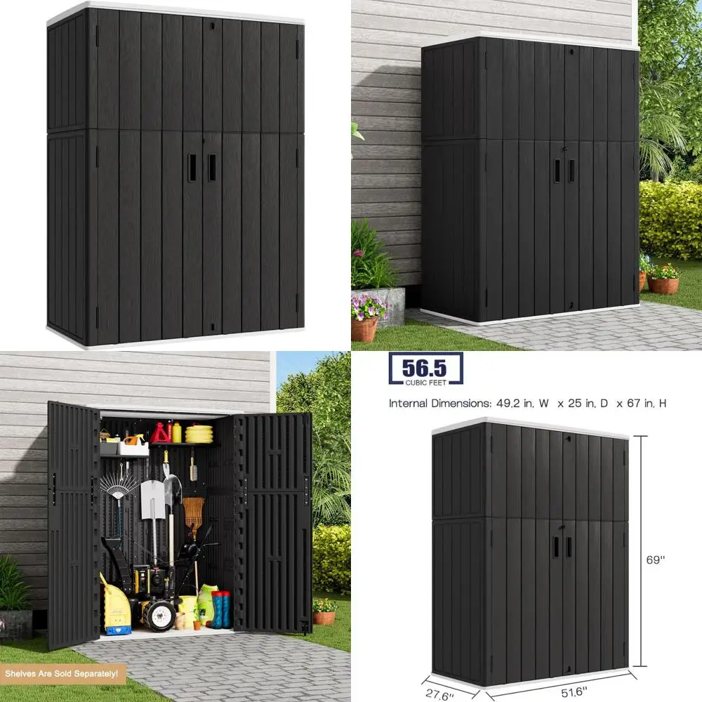 

Vertical Storage Shed, 57 Cubic Feet Outdoor Cabinet, Waterproof Resin Sheds & Storage Clearance for Gardening