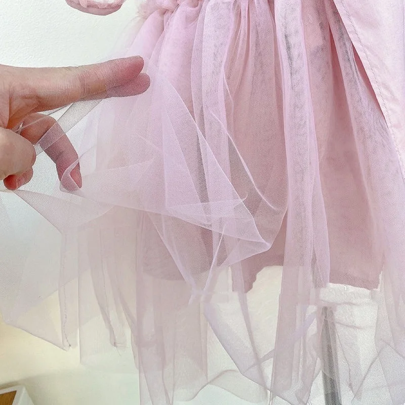 Baby Girl Princess Gauze Tutu Dress Puff Sleeve Infant Toddler Vintage Big Bow Vestido Party Pageant Wedding Baby Clothes 1-10Y