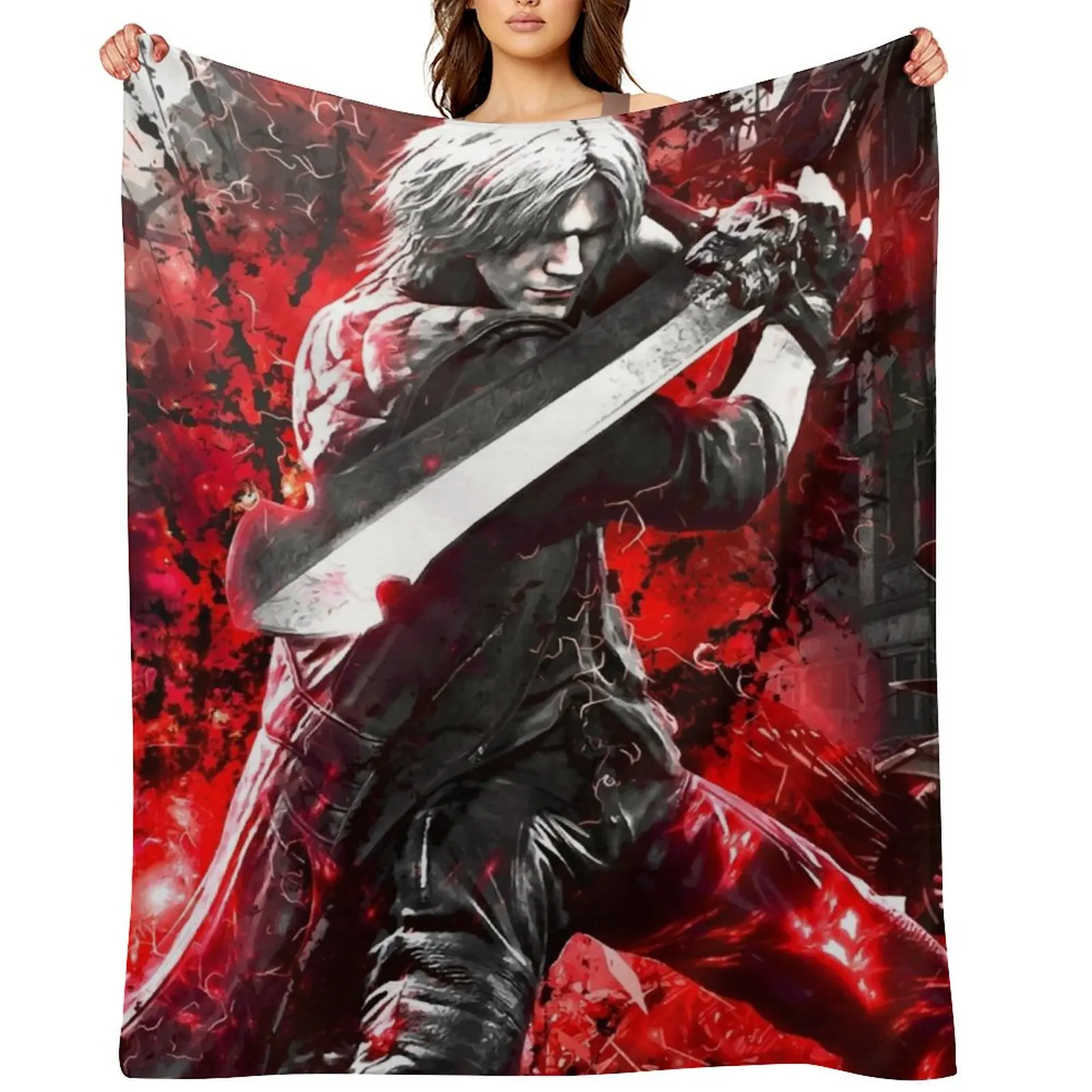 

Devil May Cry 5 Dante Throw Blanket Polar Decoratives cosplay anime Shaggy Blankets