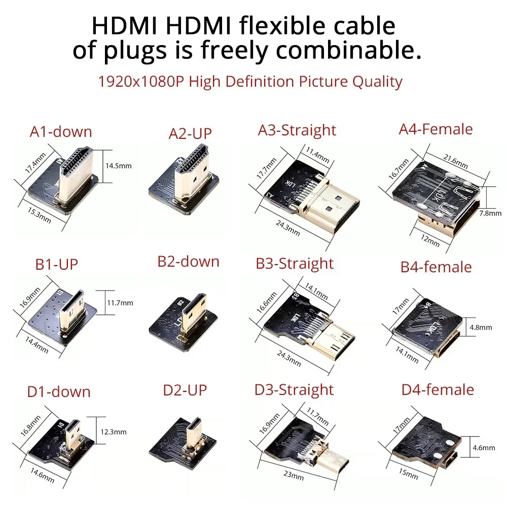 FPV HDMI-Compatible Connector Flexible Flat Cable Raspberry Pi 4 Micro HDMI To HDMI/Mini HDMI Female 90 Degree FFC 20pin gallery 2