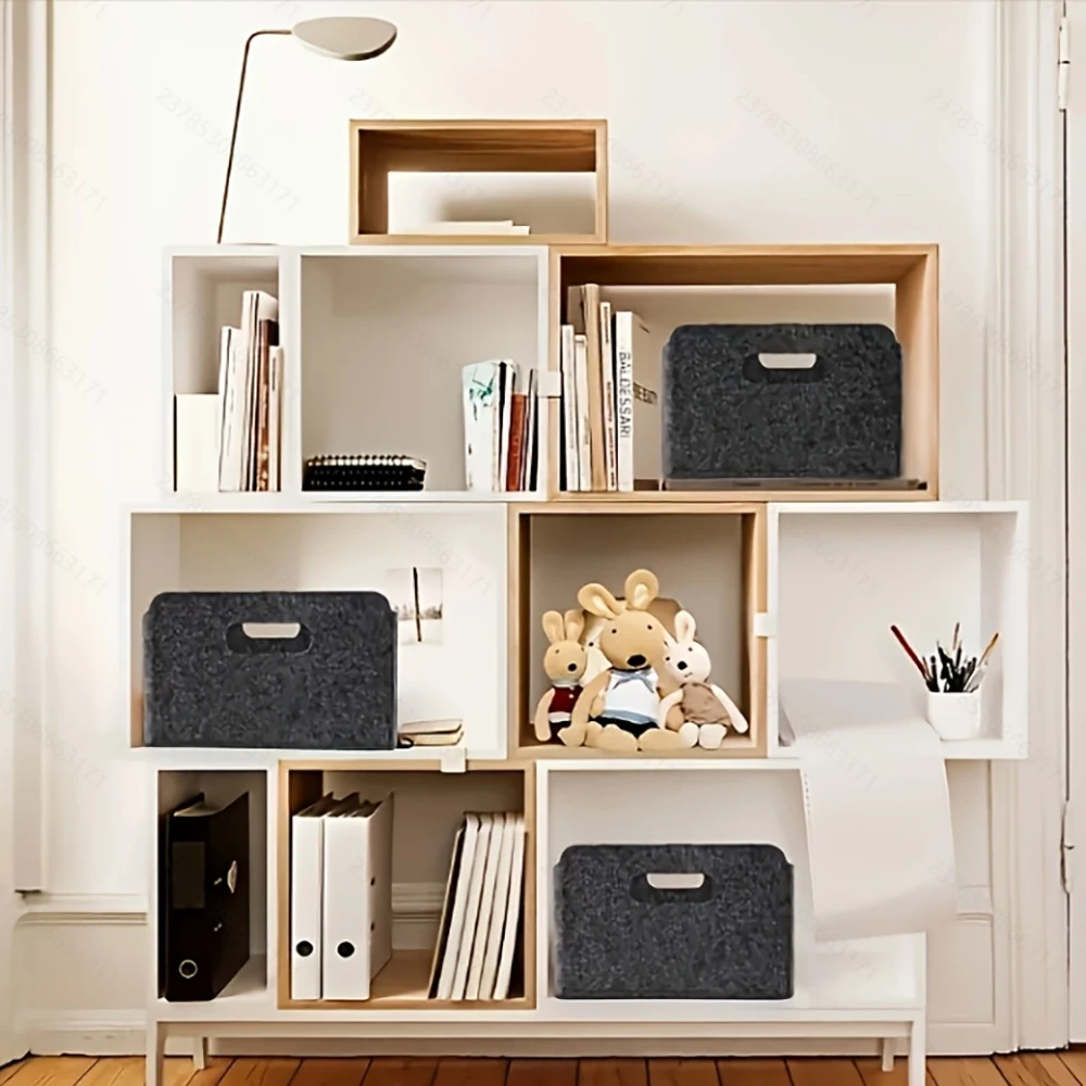 

1Pcs Felt Storage Organizer Baskets - Foldable with Handles, Perfect for Closet Bedroom, Space-saving Convenient Storage Bins