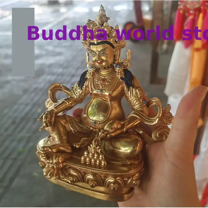 special offer# Wholesale high grade quality Buddha statue COPPER Tantric Yellow Jambhala fortune god Buddhist HOME Altar worship