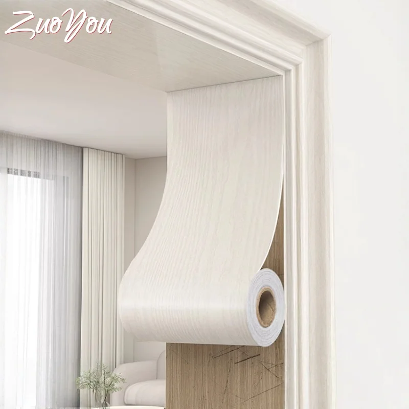 

Peel and Stick Door Frame Decor Sticker Wood Grain PVC Waterproof Self-adhesive Wallpaper for Living Room Bedroom Door Refurbish