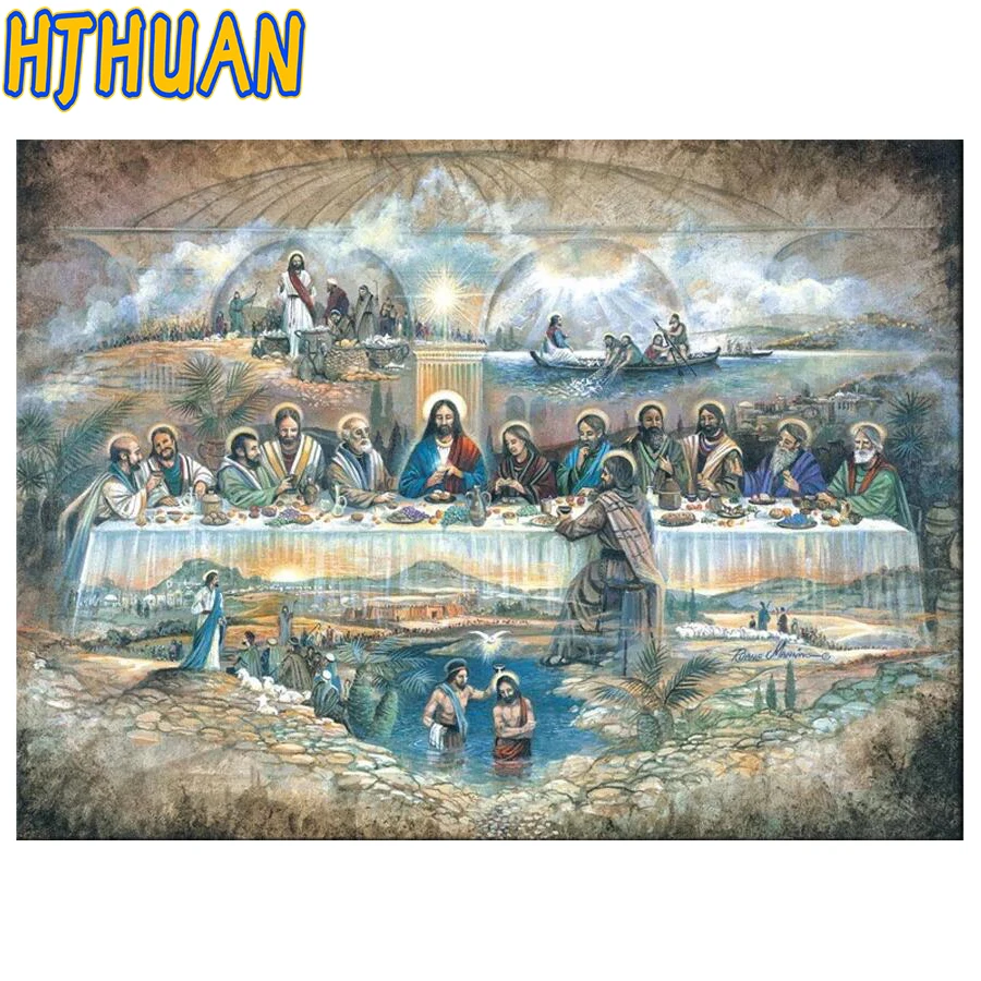 Jesus Last Supper 5D Full Diamond Painting, DIY Diamond Embroidery, Round and Square, Mosaic Pictures, Christmas Gift