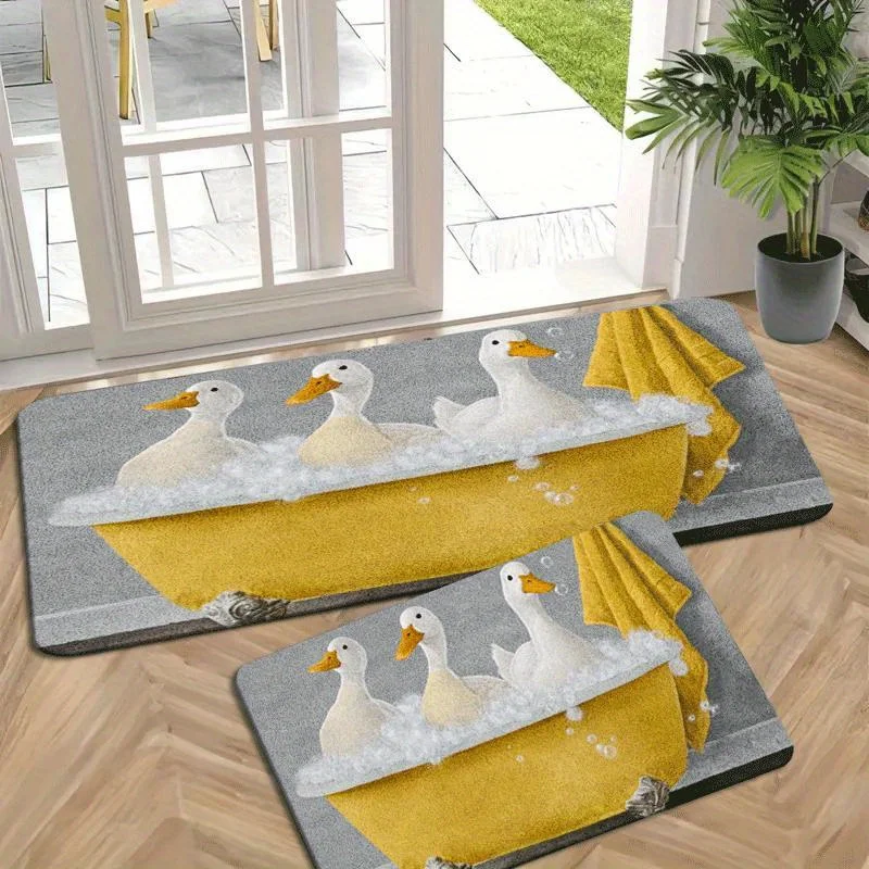 VIKAMA Entzückende Enten-Badematte, Küchenbodenmatte, rutschfeste, weiche Badezimmer- und Wäschematte, Fußmatte für den Eingangsbereich, Heimdekoration