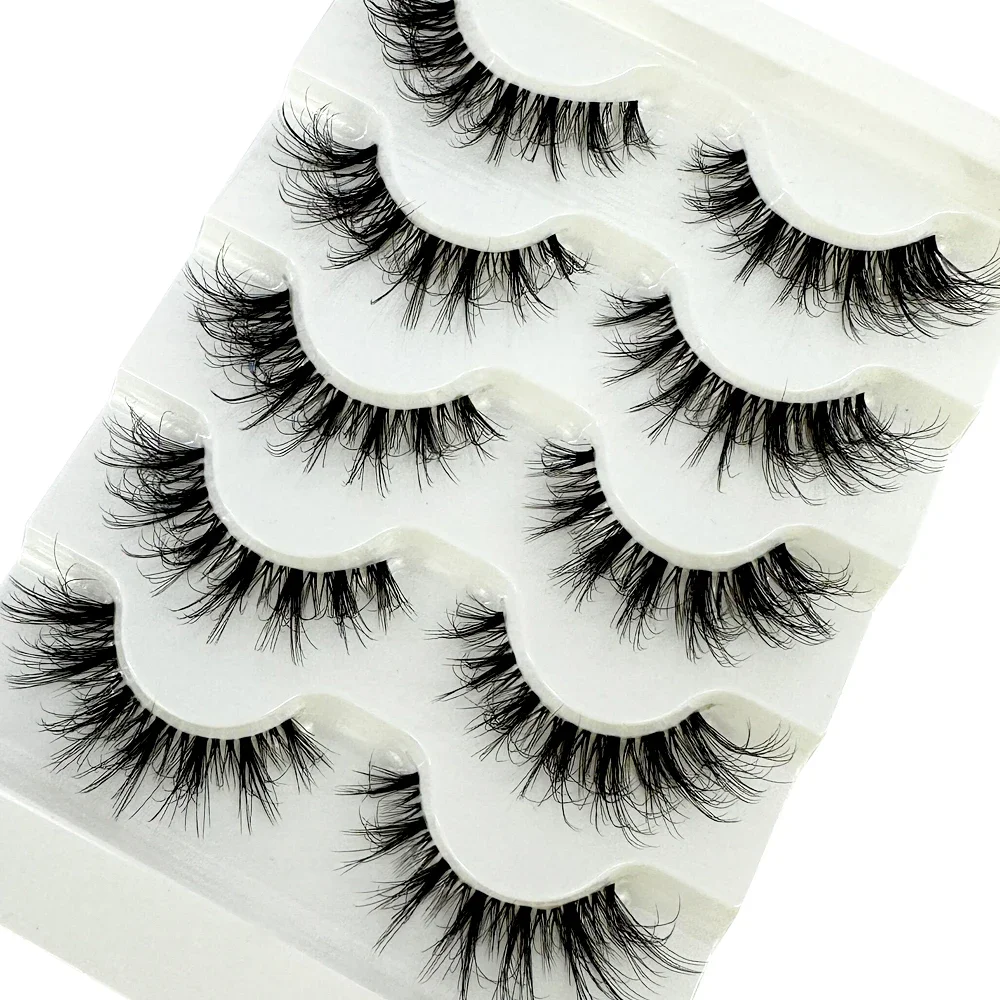 ใหม่ 5 คู่ขนตาปลอม CLEAR Band EyeLashes Crisscross โปร่งใส Band ขนตาปลอม Handmade Dramatic Lashes Upper Lash