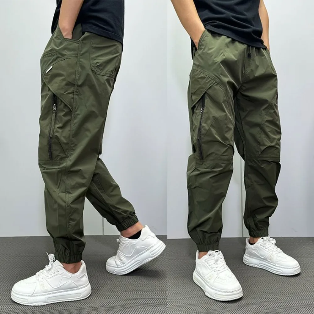 Invisible Open Crotch Outdoor Sex Summer Exotic Camping Overalls Men Loose Large Size Casual Trousers Multi-pocket Elastic Waist