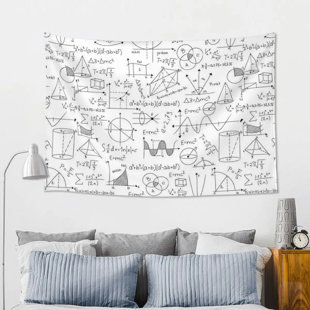 Mathematics Formulas Math Numbers Tapestry Funny Wall Hanging Aesthetic Home Decoration Tapestries for Living Room Bedroom Dorm