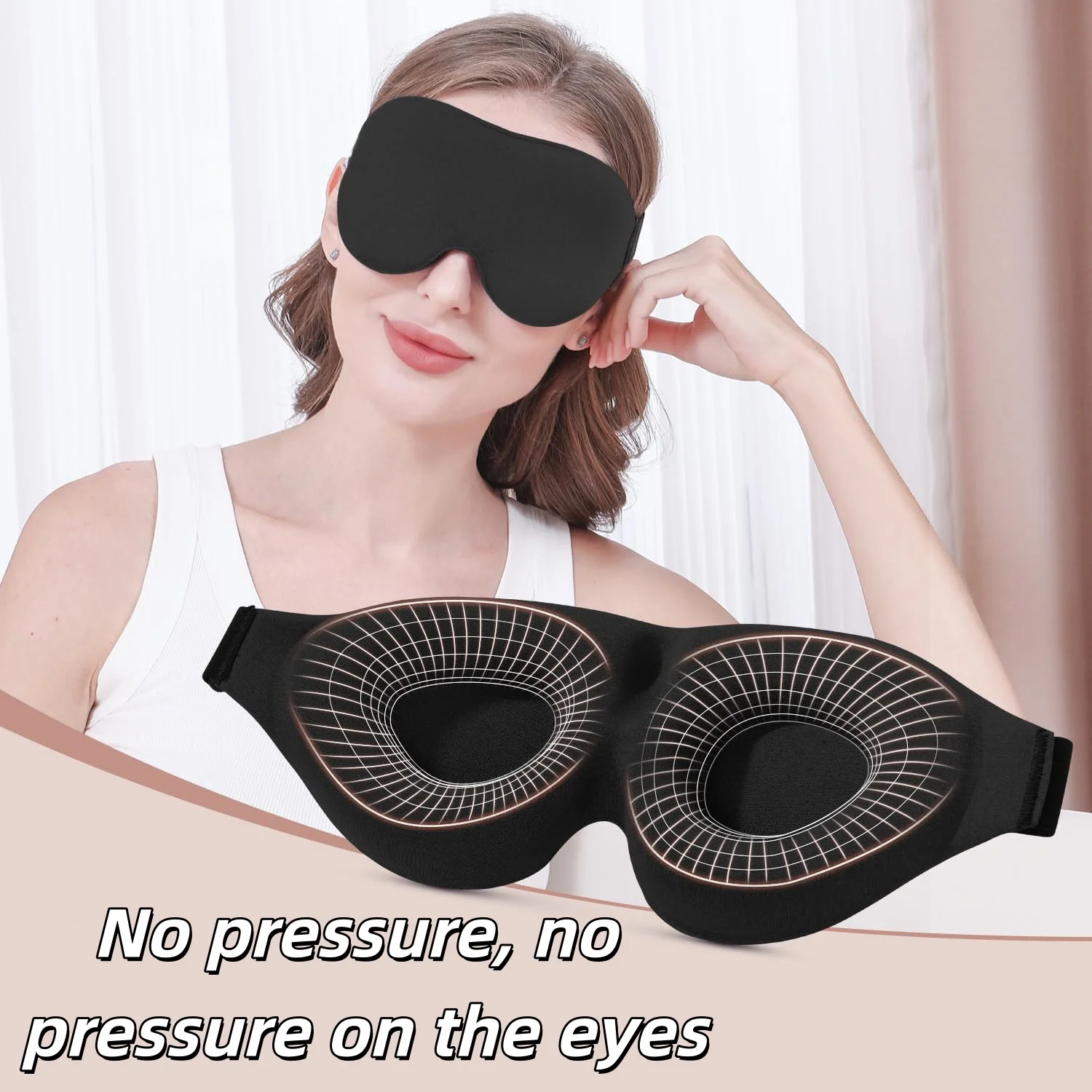 3D Shading Non-Slow-Recovery High-Quality Soft Comfortable Eye Mask Adjustable Tightness Stereoscopic Mold Design Practical Gift