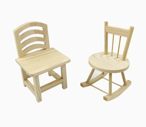 

2pcs Miniature Rocking For Dollhouse Diy Wooden Mini Chair Kids Craft Vintage Small Chair Decor Children'S Armchair Miniature