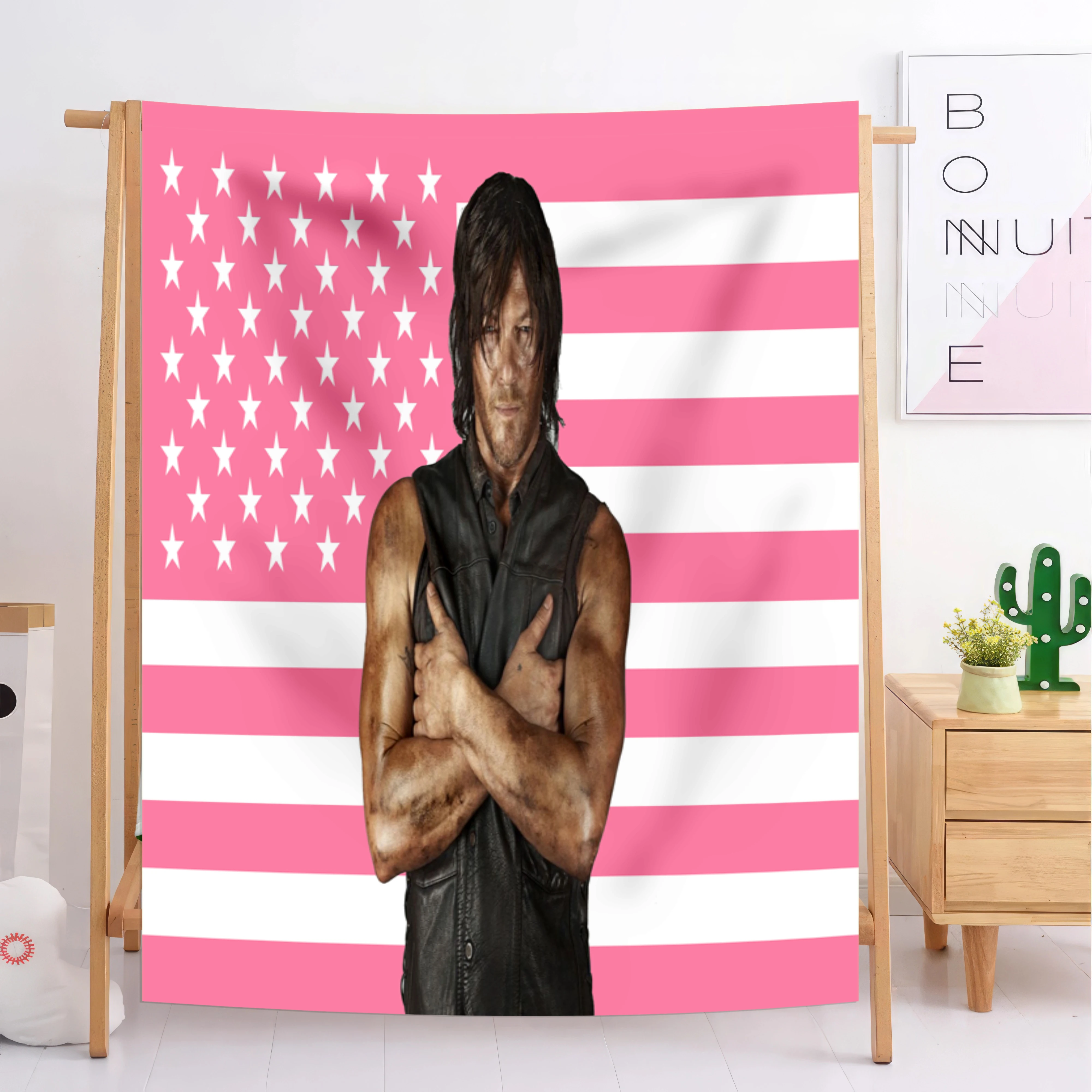 

50x60in Norman Reeduss Blanket Flag Daryl Dixo Flag Pink American Banner The Walking Dead Wall Hanging Tapestry Room Decor