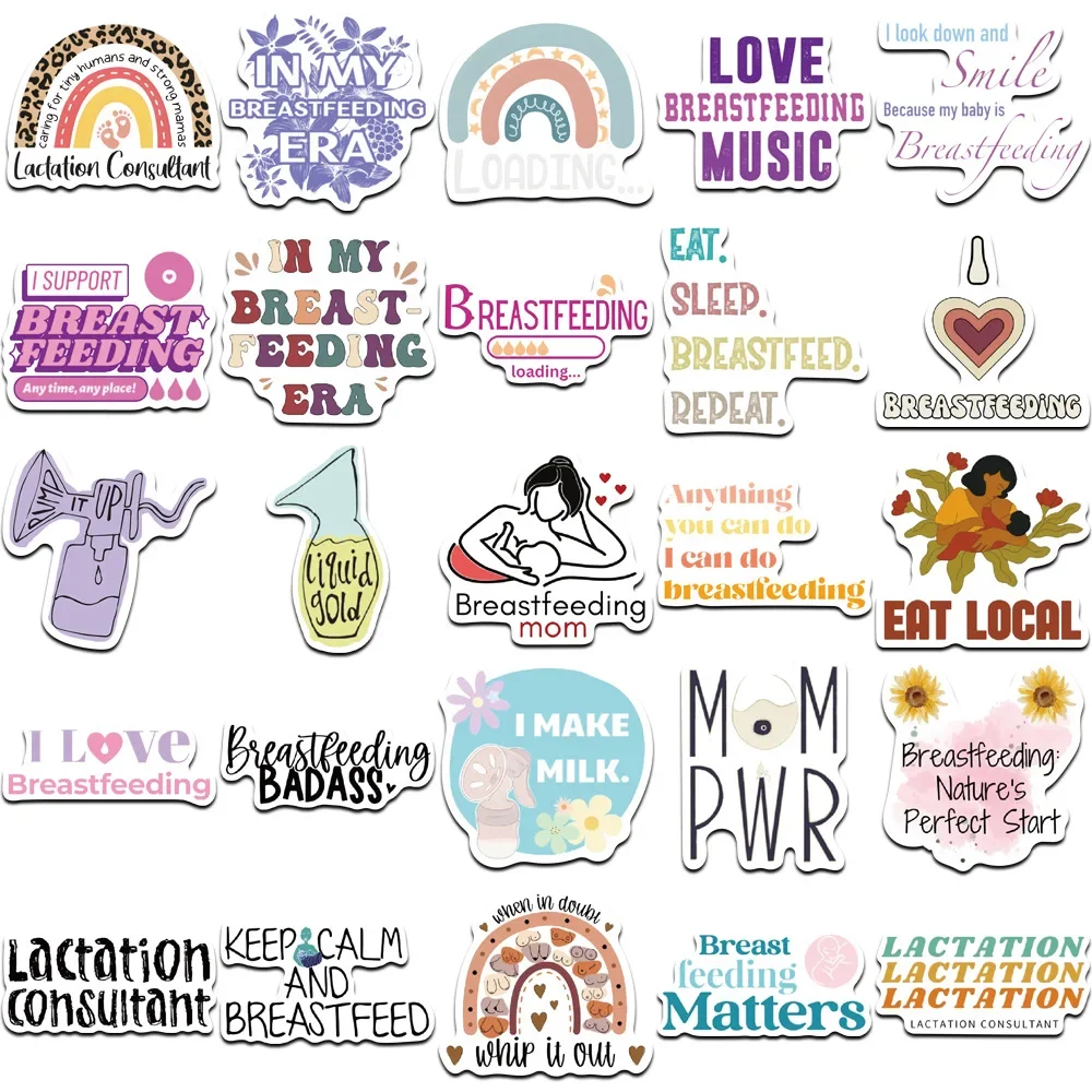 50pcs 모유 수유 및 임신 스티커 만화 낙서 DIY 문 냉장고 전화 케이스 수하물 방수 데칼 어린이 선물