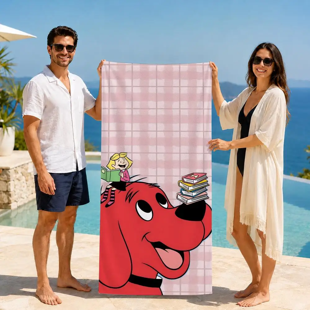 character clifford the big red d-dog Towel Large print Quick Dry Microfiber Beach Towel face towel Soft Lightweight Gym Camping - view 2