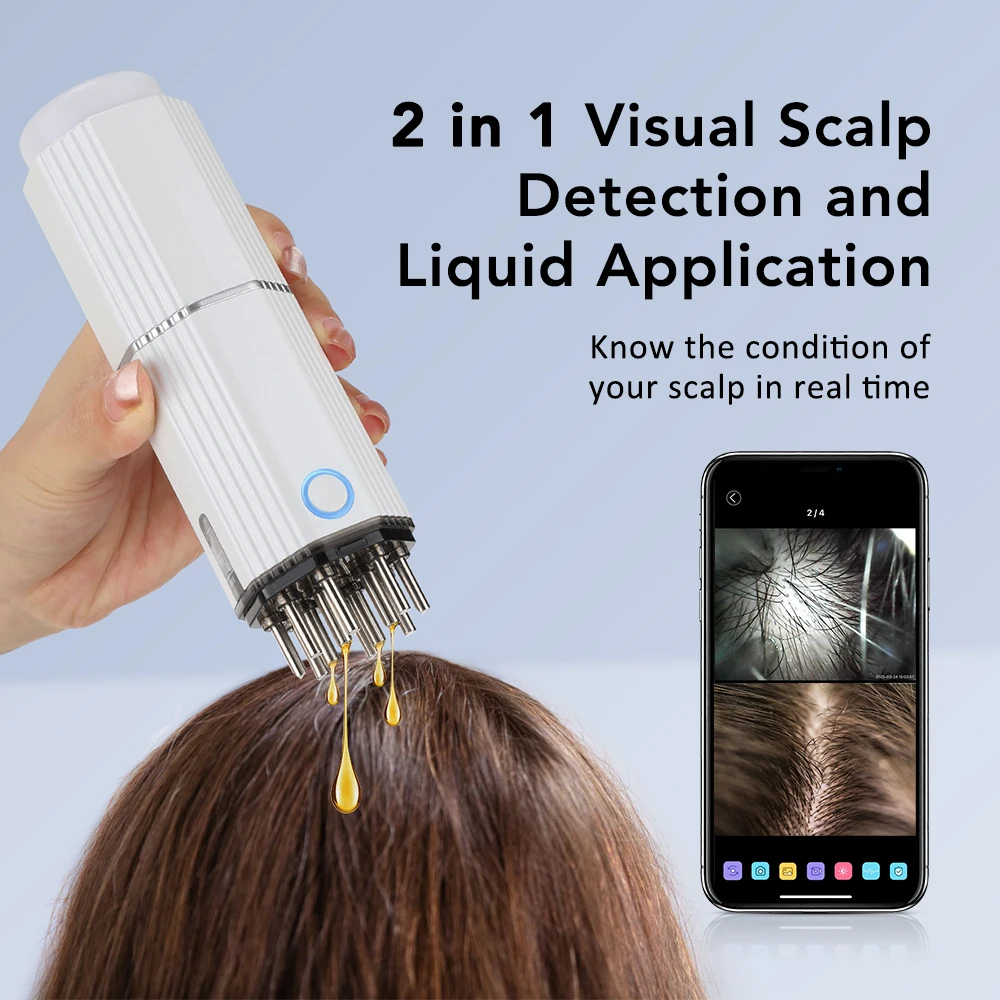 

Hair Serum Applicator Comb Portable Electric Visual Scalp Vibration 650nm Red Light for Follicle Stimulation Head Massage Relax