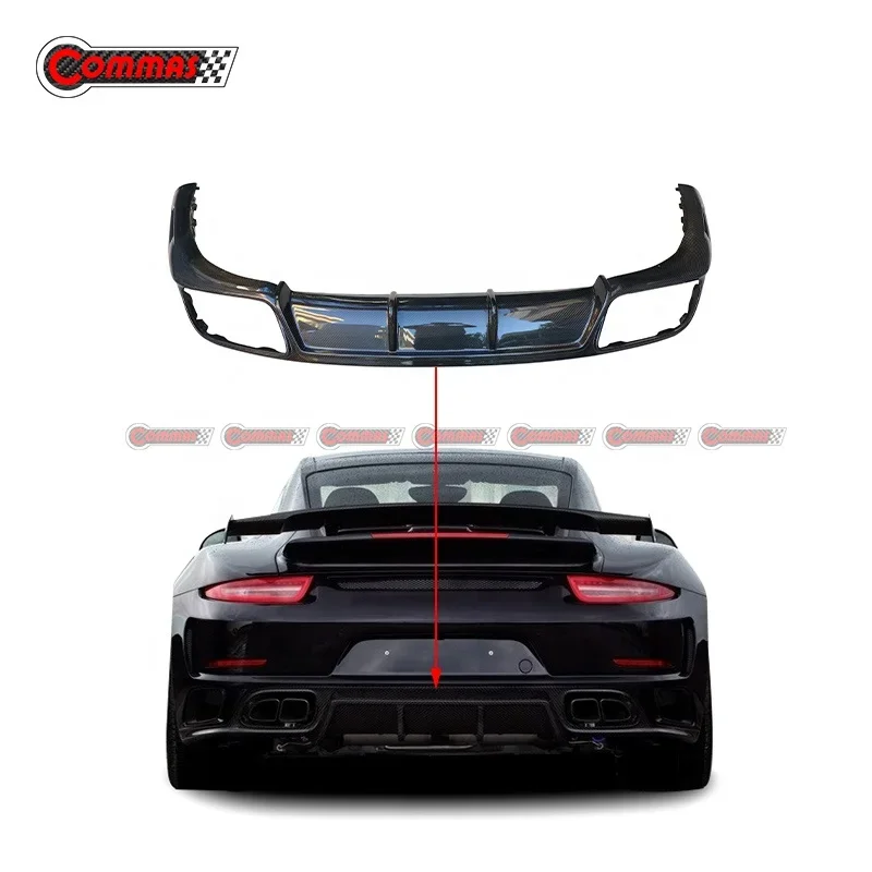 

Top-car Style 3k Twill Weave Carbon Fiber Rear Diffuser Lip For Porsche 991.2 Turbo
