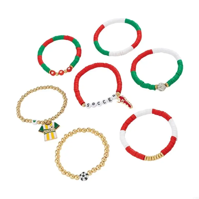  7 Pcs Dynamic Team Spirit Wristbands Trendy Soccer Accessories For Sports Event Casual Wear And Fan Gifts