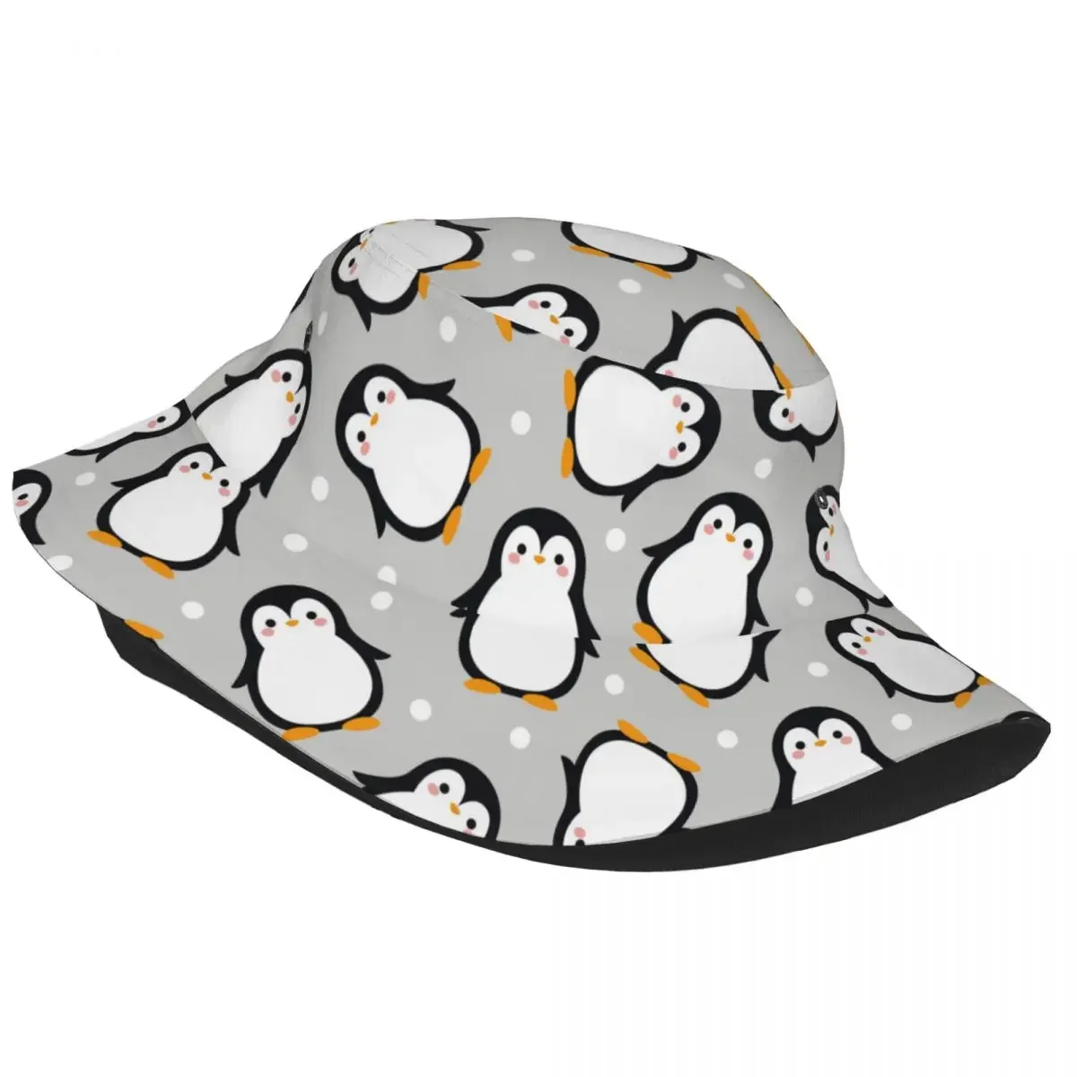 Cute Penguin Cartoon Pattern Bucket Hat for Woman Vocation Cartoon Animal Sun Hat Street for Camping Fishing Hat Session Hat