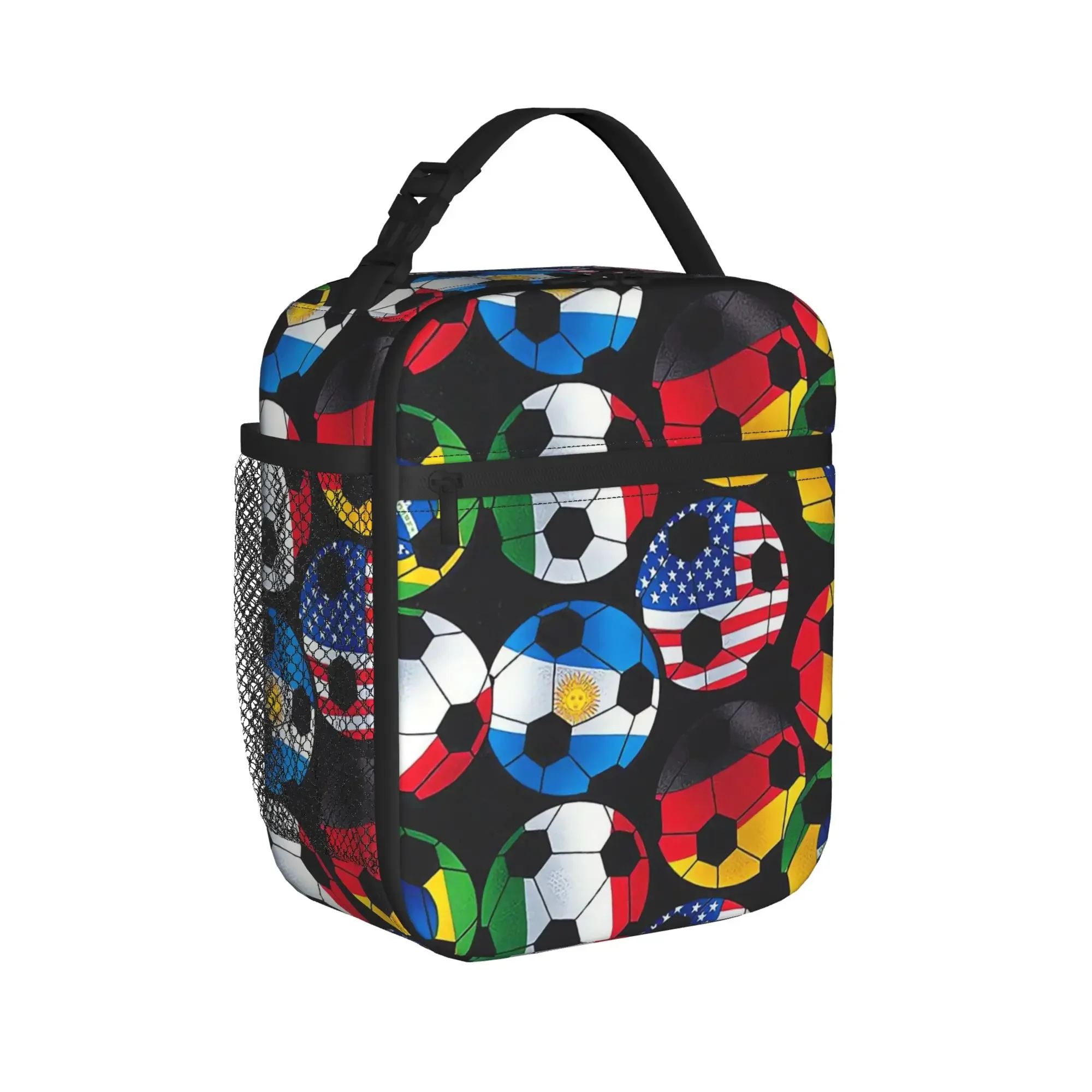 Soccer Pattern Lunch Bag  Outdoor Picnic Lunch Box For Women Kawaii Custom Thermal Lunch Bags Waterproof Portable Cooler Bag